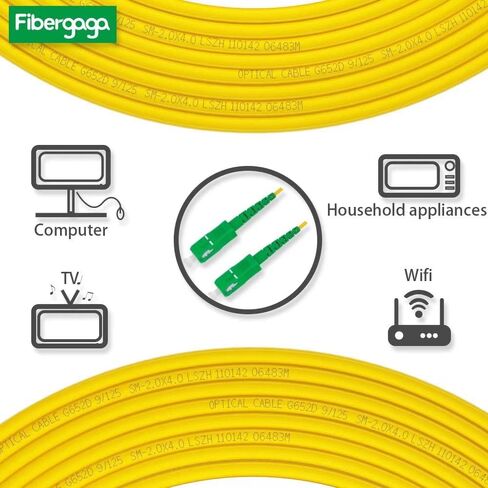 Fibergaga-5m(16ft) OS2 SC/APC to SC/APC Fiber Patch Cable Single Mode Fiber, Simplex, Length Option: 0.5M(1.6ft)-100m(328ft) 9/125µm 2.0mm Cable Diameter Fiber Optic Cable, OS1/OS2 Compatible in Saudi Arabia