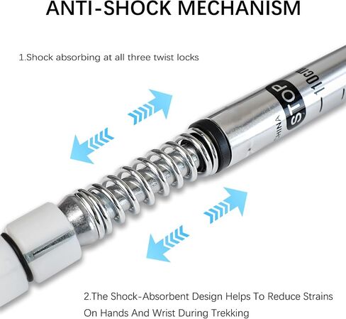 Trekking Poles, 2 Pack Hiking Trekking Poles Adjustable, Lightweight, Anti Shock, Telescopic Walking Sticks for Men Women for Camping, Mountaining, Walking-Silver in Saudi Arabia