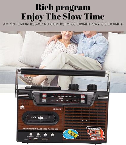 Tape Cassette Player Recorder, Classic 80s Style Portable Boombox SW1 SW2 AM FM Radio, Noiseless Stereo Speaker Retro Home Audio Stereo, Support Storage Card, USB, Antenna, Headphone Jack(US) in Kuwait