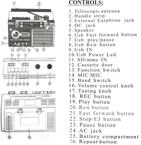 Tape Cassette Player Recorder, Classic 80s Style Portable Boombox SW1 SW2 AM FM Radio, Noiseless Stereo Speaker Retro Home Audio Stereo, Support Storage Card, USB, Antenna, Headphone Jack(US) in Kuwait