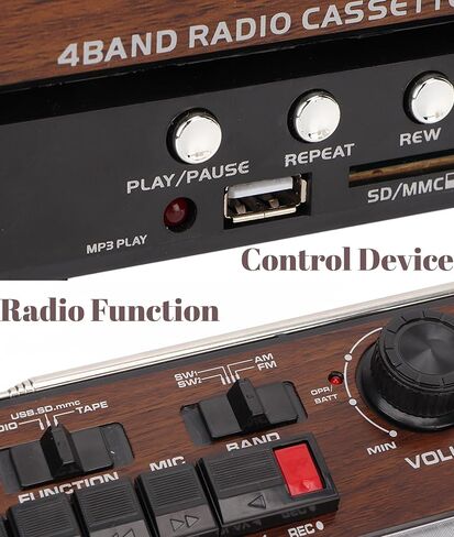 Tape Cassette Player Recorder, Classic 80s Style Portable Boombox SW1 SW2 AM FM Radio, Noiseless Stereo Speaker Retro Home Audio Stereo, Support Storage Card, USB, Antenna, Headphone Jack(US) in Kuwait