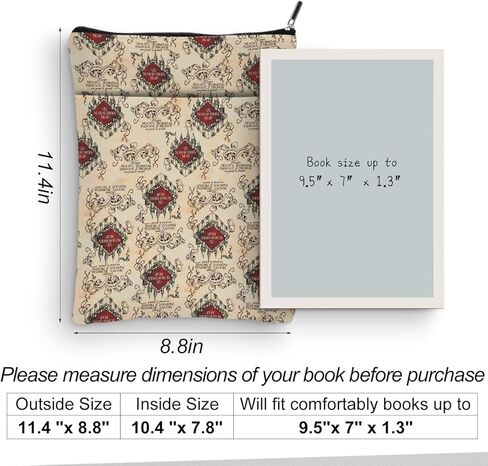 Magic Stuff Wizard Map Book Sleeve Book Cover Book Lovers Gifts Book Club Gifts Wizard Book Protector Book Gifts for Readers Women Her Magic Movie Fans Bibliophile Mom Graduation Birthday Gifts in Kuwait