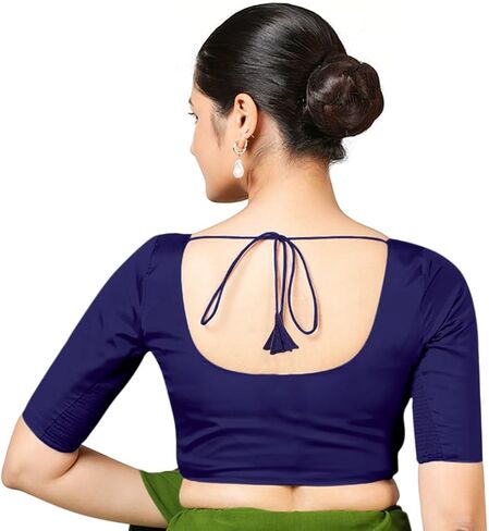 Chandrakala Stretchable Silk Saree Blouses for Women with Elastic Sides,Readymade (B219-P) in Kuwait