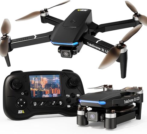 طائرة بدون طيار TD31LCD مع شاشة LCD وكاميرا رقمية وناقل حركة FPV وجهاز تحكم عن بعد وطائرات بدون طيار بمحرك بدون فرش للبالغين، وضع بدون رأس ثلاثي الأبعاد فليب RC كوادكوبتر للمبتدئين in Kuwait
