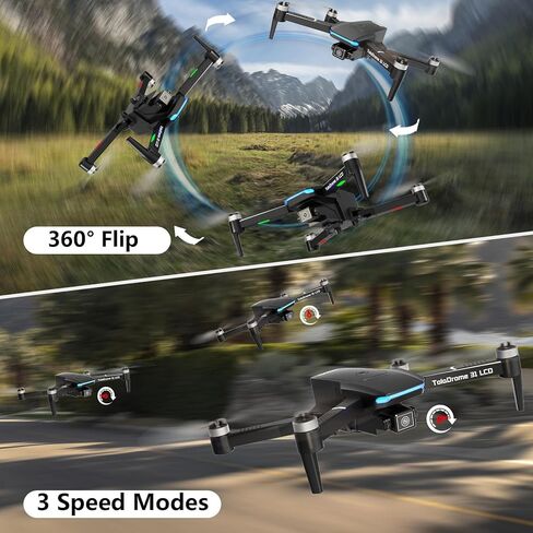 طائرة بدون طيار TD31LCD مع شاشة LCD وكاميرا رقمية وناقل حركة FPV وجهاز تحكم عن بعد وطائرات بدون طيار بمحرك بدون فرش للبالغين، وضع بدون رأس ثلاثي الأبعاد فليب RC كوادكوبتر للمبتدئين in Kuwait