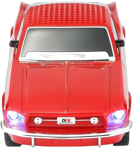 مكبر صوت QFX Bluetooth 1965 Retro Car Replica، مكبرات صوت 3 بوصة، وصلة بدون استخدام اليدين، ميكروفون مدمج، راديو FM ومصابيح LED للحفلات، أسود - BT-1965-BLK in Kuwait