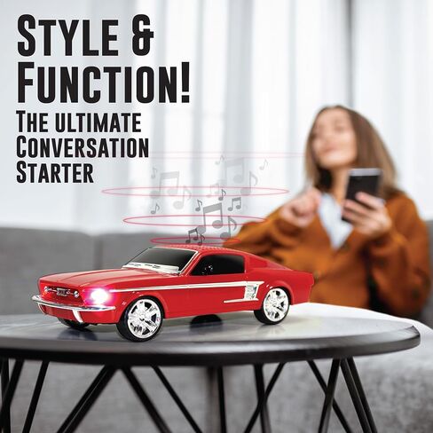 مكبر صوت QFX Bluetooth 1965 Retro Car Replica، مكبرات صوت 3 بوصة، وصلة بدون استخدام اليدين، ميكروفون مدمج، راديو FM ومصابيح LED للحفلات، أسود - BT-1965-BLK in Kuwait