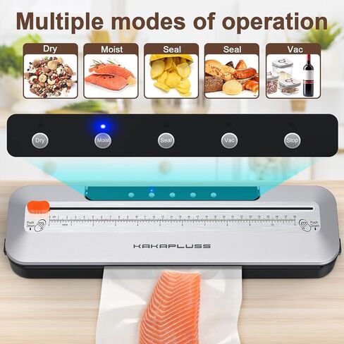Vacuum Sealer, Automatic Food Sealer Machine, Dry/Moist Sealer, Built-in Cutter, with 15 Sealing Bags & Air Suction Hose & Extra Gasket, for Bags, Jars and Containers Food Fresh and Storage, White in Saudi Arabia