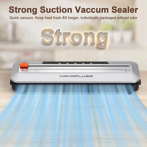 Vacuum Sealer, Automatic Food Sealer Machine, Dry/Moist Sealer, Built-in Cutter, with 15 Sealing Bags & Air Suction Hose & Extra Gasket, for Bags, Jars and Containers Food Fresh and Storage, White in Saudi Arabia