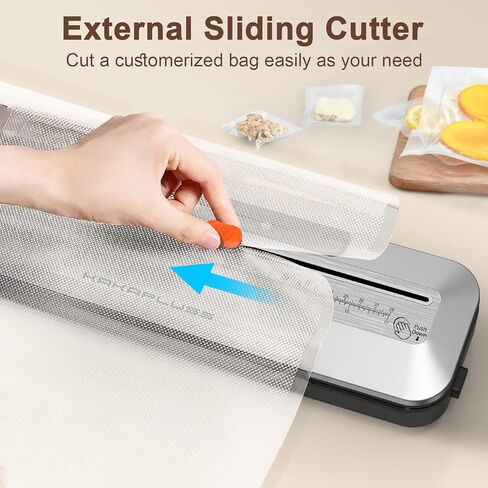 Vacuum Sealer, Automatic Food Sealer Machine, Dry/Moist Sealer, Built-in Cutter, with 15 Sealing Bags & Air Suction Hose & Extra Gasket, for Bags, Jars and Containers Food Fresh and Storage, White in Saudi Arabia