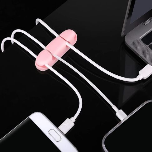 WLLHYF مشابك كابلات 3 قطع حامل سلك منظم لإدارة الكابلات 4 فتحات من السيليكون لكابل شحن USB حامل كابل ملحق للمكتب والمنزل (وردي) in Kuwait