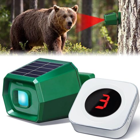 Driveway Alarm 3000Ft Solar Powered Wireless Outdoor Motion Sensor Alarm Waterproof Motion Detector with Digital Display 36 Melodies 4 Volume Levels for Gate Driveway Garage and Home Security in Saudi Arabia