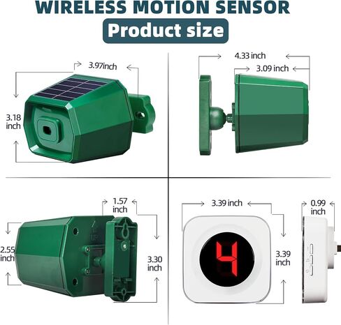 Driveway Alarm 3000Ft Solar Powered Wireless Outdoor Motion Sensor Alarm Waterproof Motion Detector with Digital Display 36 Melodies 4 Volume Levels for Gate Driveway Garage and Home Security in Saudi Arabia