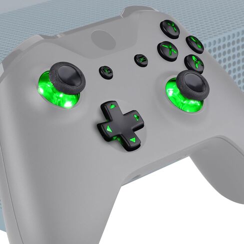 eXtremeRate Multi-Colors Luminated D-pad Thumbsticks Start Back ABXY Buttons (DTF) LED Kit for Xbox One Standard, Xbox One S X Controller with Black Classical Symbols Buttons - Controller NOT Included in Saudi Arabia