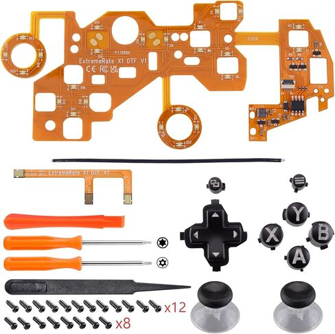eXtremeRate Multi-Colors Luminated D-pad Thumbsticks Start Back ABXY Buttons (DTF) LED Kit for Xbox One Standard, Xbox One S X Controller with Black Classical Symbols Buttons - Controller NOT Included in Saudi Arabia