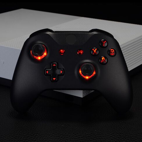 eXtremeRate Multi-Colors Luminated D-pad Thumbsticks Start Back ABXY Buttons (DTF) LED Kit for Xbox One Standard, Xbox One S X Controller with Black Classical Symbols Buttons - Controller NOT Included in Saudi Arabia