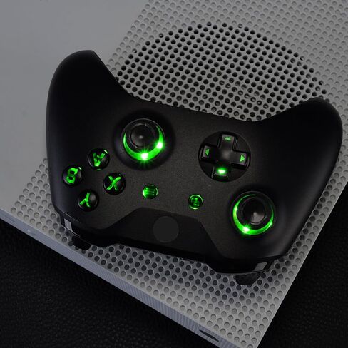 eXtremeRate Multi-Colors Luminated D-pad Thumbsticks Start Back ABXY Buttons (DTF) LED Kit for Xbox One Standard, Xbox One S X Controller with Black Classical Symbols Buttons - Controller NOT Included in Saudi Arabia
