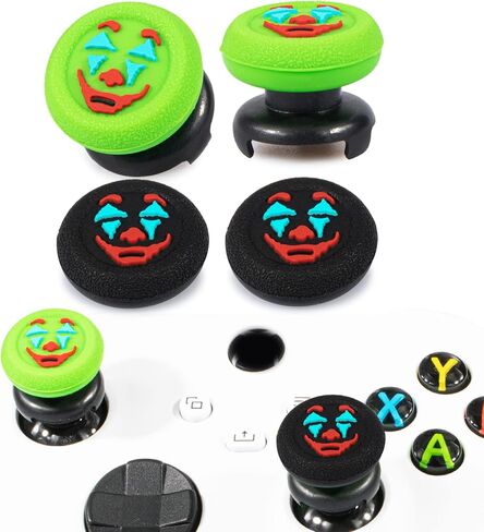 FPS Thumbstick Extender & Texture Silicone Grip Cover 4 Sets for Xbox Series X/S & Xbox One Controller (Joker Green + Black) in Kuwait