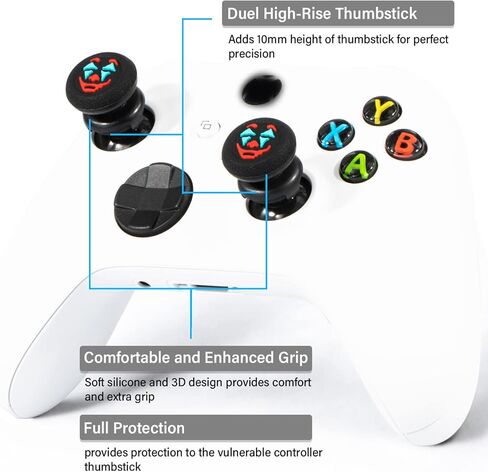 FPS Thumbstick Extender & Texture Silicone Grip Cover 4 Sets for Xbox Series X/S & Xbox One Controller (Joker Green + Black) in Kuwait
