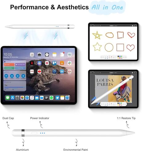 Pencil 1st Generation for Apple iPad 2018-2023, Stylus Pen for iPad with Magnetic Tilt Sensitivity & Palm Rejection Pencil for Apple iPad Air 3/4/5, iPad Mini 5/6, iPad 6/7/8/9/10, iPad Pro 11"/12.9" in Saudi Arabia