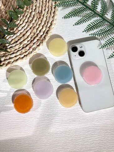 Solid Color Phone Grip Stand, Cute Resin Clear Cell Phone Holder,Handmade Expandable Collapsible Cell Phone Accessory, Phone Charms Kindle Holder Support with Transparent Base in Saudi Arabia