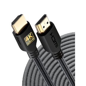 PowerBear 4K HDMI Cable 10 ft | High Speed Hdmi Cables, Braided Nylon & Gold Connectors, 4K @ 60Hz, Ultra HD, 2K, 1080P, ARC & CL3 Rated | for Laptop, Monitor, PS5, PS4, Xbox One, Fire TV, & More
