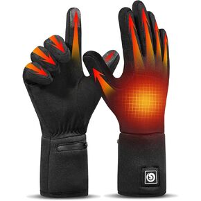 SAVIOR HEAT Heated Gloves, Battery Electric Heated Glove Liners for Men Women Ultra-Thin Hand Warmers Rechargeable Touchscreen Winter Gloves for Outdoor Sports, Black