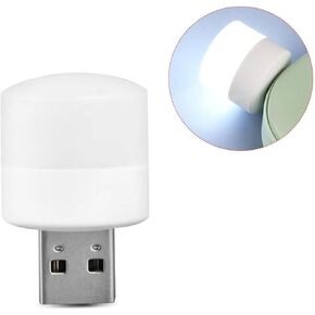 USB Plug Lamp Computer Mobile Power Charging USB Small Book Lamps LED Eye Protection Reading Light Small Round Light Night Light (4 White Light)