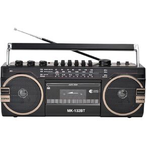 Portable Cassette Player Boombox AM FM Radio Stereo, AC Powered or Battery Operated Portable Vintage Casette Tape Player Recorder, USB TF Card Player with Earphone Jack (US Plug)