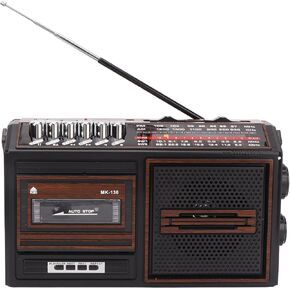 Retro Boombox Cassette Player AM/FM Radio Stereo, Vintage Tape Player Recorder Cassette with Speaker and Earphone Jack, Stereo Sound System for Elderly Children, Full Band Noiseless, Gifts(US Brown)