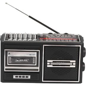Retro Boombox Cassette Player AM/FM Radio Stereo, Vintage Tape Player Recorder Cassette with Speaker and Earphone Jack, Stereo Sound System for Elderly Children, Full Band Noiseless, Gifts(US Brown)