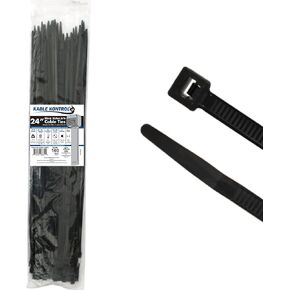 Kable Kontrol Heavy Duty Cable Zip Ties 50 Pcs 22 Inch, Natural White, 250 Lbs Tensile Strength, Self-locking Nylon Clear Plastic Wire Ties wraps for Indoor or Outdoor Use