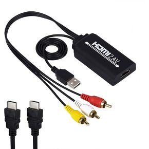 HDMI to RCA, HDMI to RCA Converter Cable, 1080P HDMI Converter to AV 3RCA CVBs Composite Video Audio Supports TV Stick, Roku, Chromecast, Apple TV, PC, Laptop, Xbox, HDTV, DVD