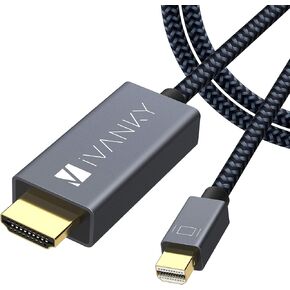 Mini DisplayPort to HDMI Cable 6.6ft, iVANKY Mini DP to HDMI, Braided/Alum Shell/Optimal Chip Solution,Thunderbolt 2 to HDMI Cable for MacBook Air/Pro,Surface Pro/Dock,Monitor,Projector and More-1080P