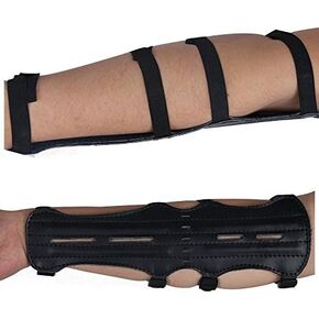 TOPARCHERY 12" Ultra Light Weight Leather Arm Guard Adjustable 4 Strap for Archery 1pk