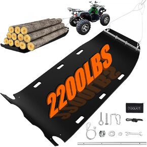 47" x 110" Yard Drag Sled with Pull Cables 1/8 HDPE Thickened Yard Sled Heavy Duty Multipurpose Yard Drag Mat for Hauling Debris, Construction Materials, Logs and Hunting Trophy
