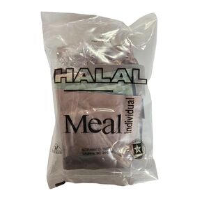 Halal MRE (Meal Ready to Eat), Authentic USGI Military Ration - Certified Halal Ration: Includes Entree, Snacks, Dessert, Drink Mix, Utensils, Condiments and Flameless Ration Heater - Approximately 1250 Calories. (Chicken and Vegetables)