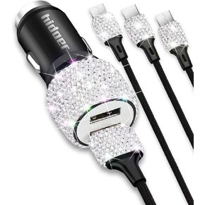 Bling Car Charger,Cigarette Lighter USB Charger,Car Accessories for Women in Saudi Arabia