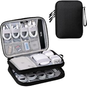 DDgro Electronics OrganizerTravel Storage Case for Cables/Cords/Charger/Hard Drive, Tech Accessories Pouch Bag (Dark Gray, 2 Layers-L)