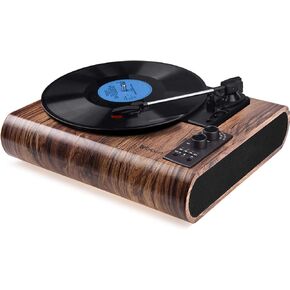 Record Player,Built-in Dual Channel Stereo Speakers with New Upgraded Ruby Stylus, 3-Speed Premium Retro Bluetooth Turntable Suitable for Gift Giving, with AM/FM Function.
