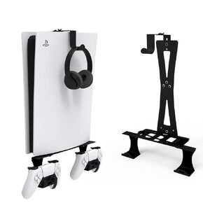 ZHSX Wall Mount for PS5 Models,ps5 shelf playstation wall mount Compatible with PS5 and PS5 Slim Disc Adjustable length and width Holds Two Controllers