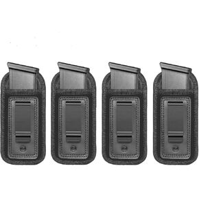 4-Pack Universal IWB Magazine Holster Concealed Carry 9mm .40 .45 | Inside The Waistband Mag Pouch | Mag Holster for Glock 43 17 Sig 1911 S&W M&P | Fits Any 7 10 15 Round Clips for All Pistols
