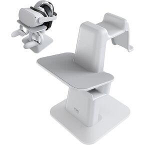 KIWI design VR Stand Accessories Compatible with Quest 2/PSVR 2/Valve Index/HP Reverb G2/ Pico 4/Quest VR Headset and Touch Controllers (Gray-White)