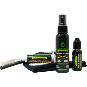 Clenzoil Field & Range Essentials Combo Kit | Cleaner, Lubricant & Grease Kit | All-in-One | Clean, Lubricate, Protect | Rust Preventative Cleaning Kit | Nylon Brush, Swabs & Microfiber Towel Combo