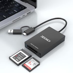 4-in-1 XQD Card Reader, XQD SD Card Reader Dual-Slot USB/Type C Memory Card Reader 5Gpbs Sony XQD Reader for Sony G/M Series, Lexar 2933x/1400x USB Mark XQD Card,SD/SDHC for iPhone 15/Wins/Mac/Android