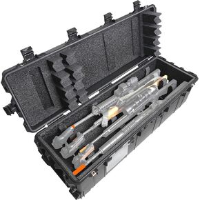 Case Club 4 Rifle (or Shotgun) Waterproof Shipping Case fits Multiple Guns & 3 Pistols Along with Included Silica Gel Canister to Prevent Gun Rust
