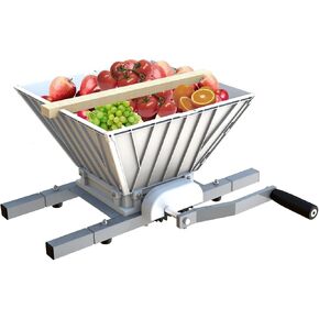 كسارة كلاسيكية من SQUEEZE Master Fruit Apple Wine - مطحنة يدوية 7 لتر/1.8 جالون - قادوس كبير من النايلون - أسنان من النايلون - فضي