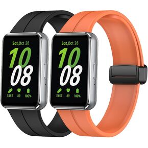 Watch Band Compatible with Samsung Galaxy Fit 3 Smartwatch Band Sport Stainless Steel Buckle intended for Galaxy Fit 3 SM-R390