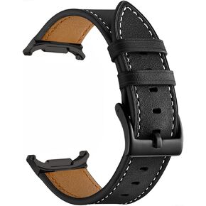 Olytop Leather Bands for Galaxy Watch 7/6/4 Classic 47mm 46mm 43mm 42mm/Watch 5 Pro 45mm Bands, Samsung Galaxy Watch 6/5/4/Acitve 2 Bands 44mm 40mm, 20mm Wristband Replacement Strap Men, Black+Brown