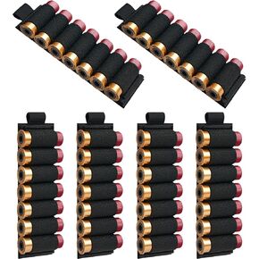6 Packs 7 Rounds Shell Card Holder | Buttstock Shell Holder | 12/20 Ga Side Saddle Shell Carrier for Rifle Shotgun Cartridge | with Molle Utility Pouch Hook and Loop